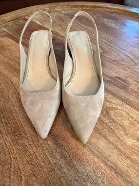 Theory Suede Slingback Heels Biege Size 38